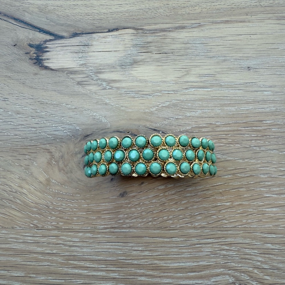 Aqua and Gold Stretch Fashion Bracelet